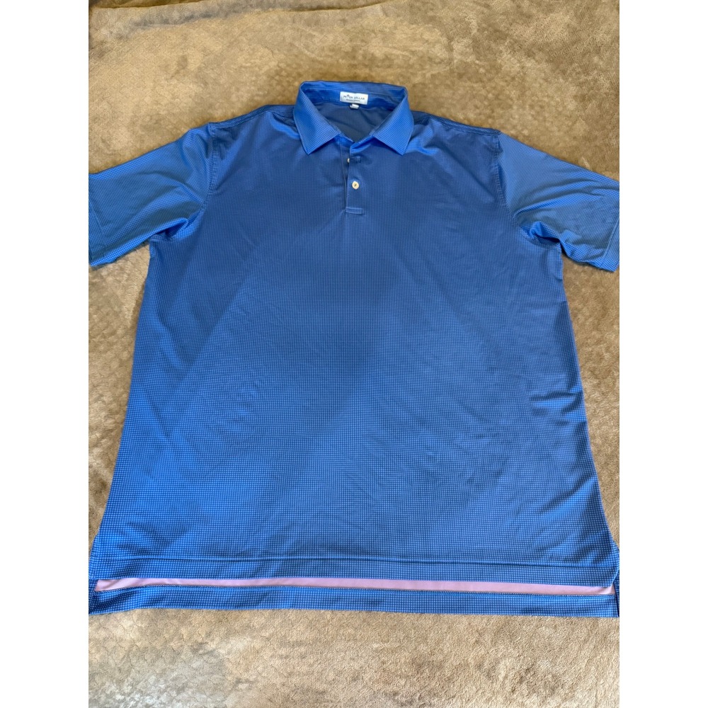 Peter Millar Summer Comfort Polo Shirt Mens XL Blue Micro Dot Performance Golf